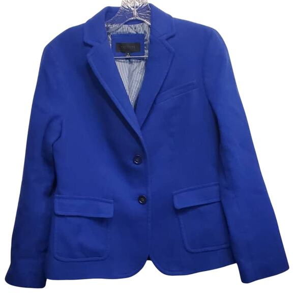 TALBOTS Colbolt Blue Peacoat 2 Button Closure Wool Blend Jacket Size 8 - Picture 1 of 8